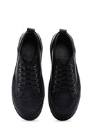 Women's Black Leather Thick Soled Sneaker | Derimod