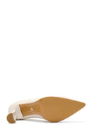 Women's Cream Heeled Leather Stiletto | Derimod