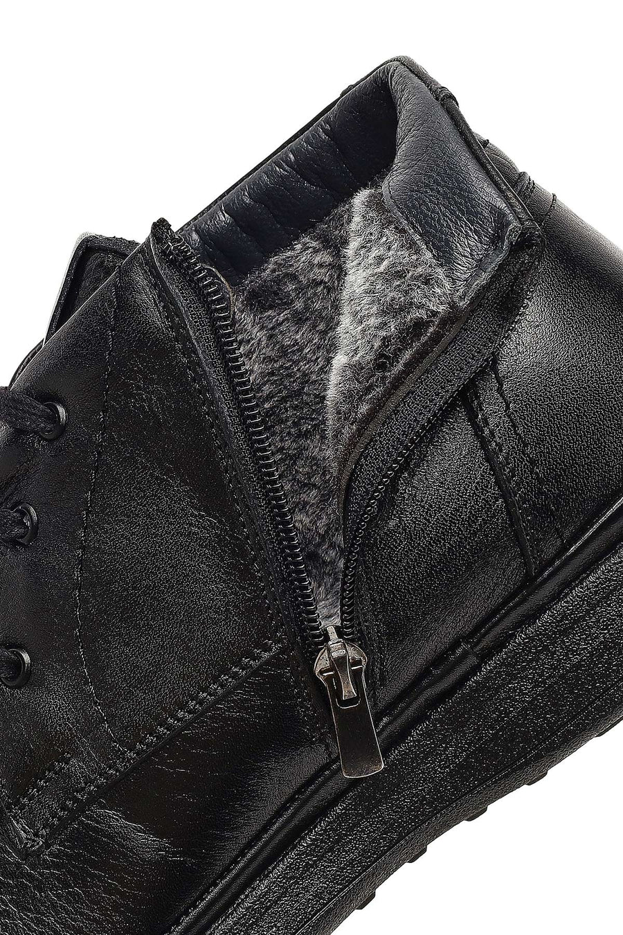 Male Black Zip Closure Leather Boots