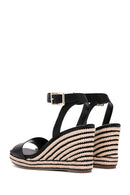 Women's Black Ankle Strap Wedge Heeled Sandals | Derimod