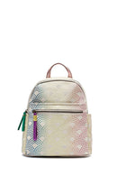 Women's Beige Hologram Patterned Backpack | Derimod