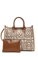 Women's Camel Long Strap Printed Fabric Handbag | Derimod