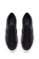 Men's Black Lace-up Thick-Sole Leather Sneaker | Derimod