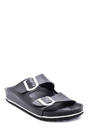 Women's Black Double Buckle Slippers | Derimod