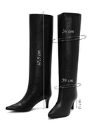 Women's Black Thin Heeled Leather Boots | Derimod