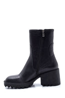 Women's Leather Zippered Heeled Boots | Derimod