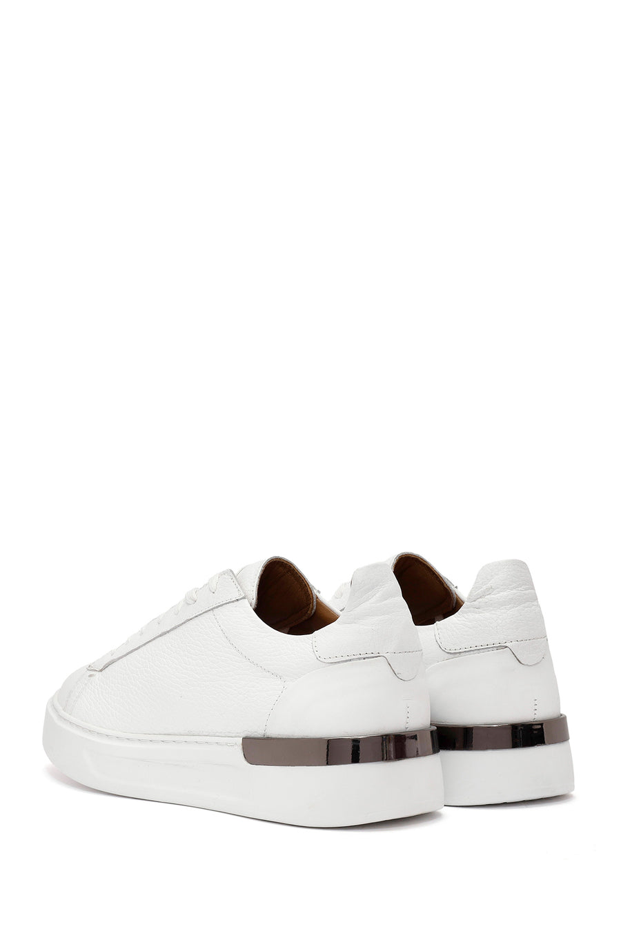 Men's White Lace-up Leather Sneaker