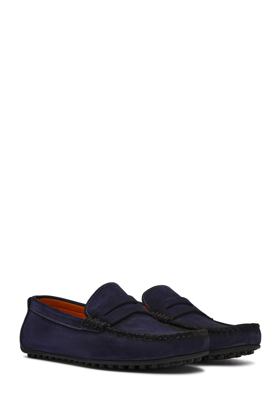 Men's Navy Blue Nubuck Leather Casual Loafer