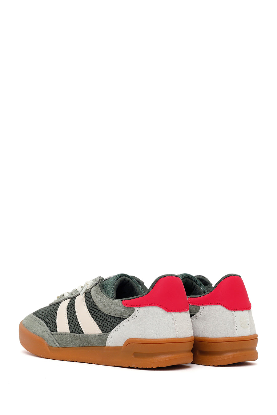 Women's Green Lace-up Leather Sneaker
