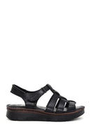 Women's Black Leather Comfort Sandals | Derimod