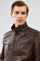 Felix Men's Brown Leather Jacket | Derimod