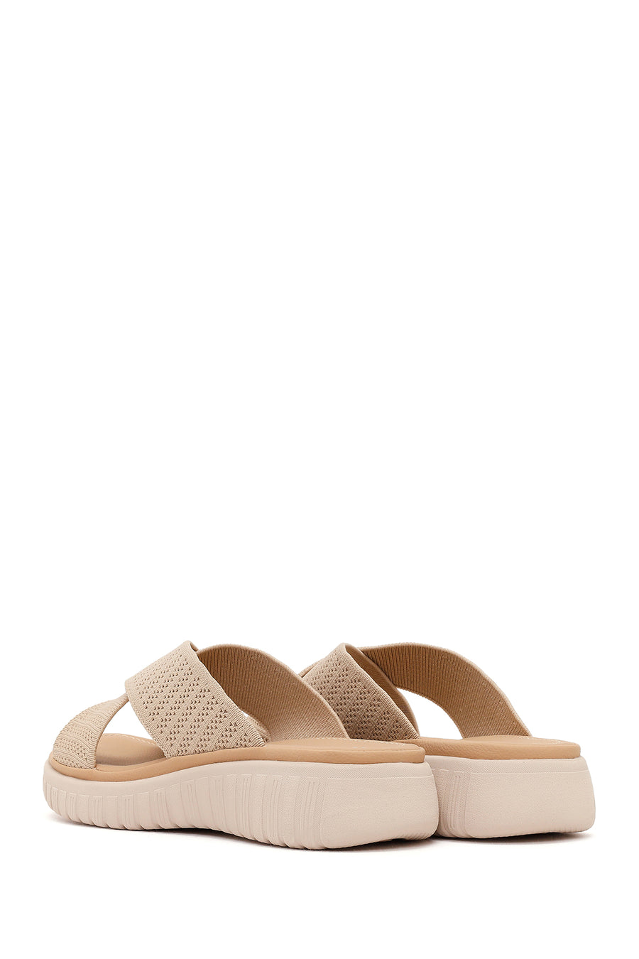 Women's Beige Thick-Soled Fabric Comfort Slippers