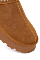 Woman Camel Thick-Soled Suede Teddy Boots | Derimod