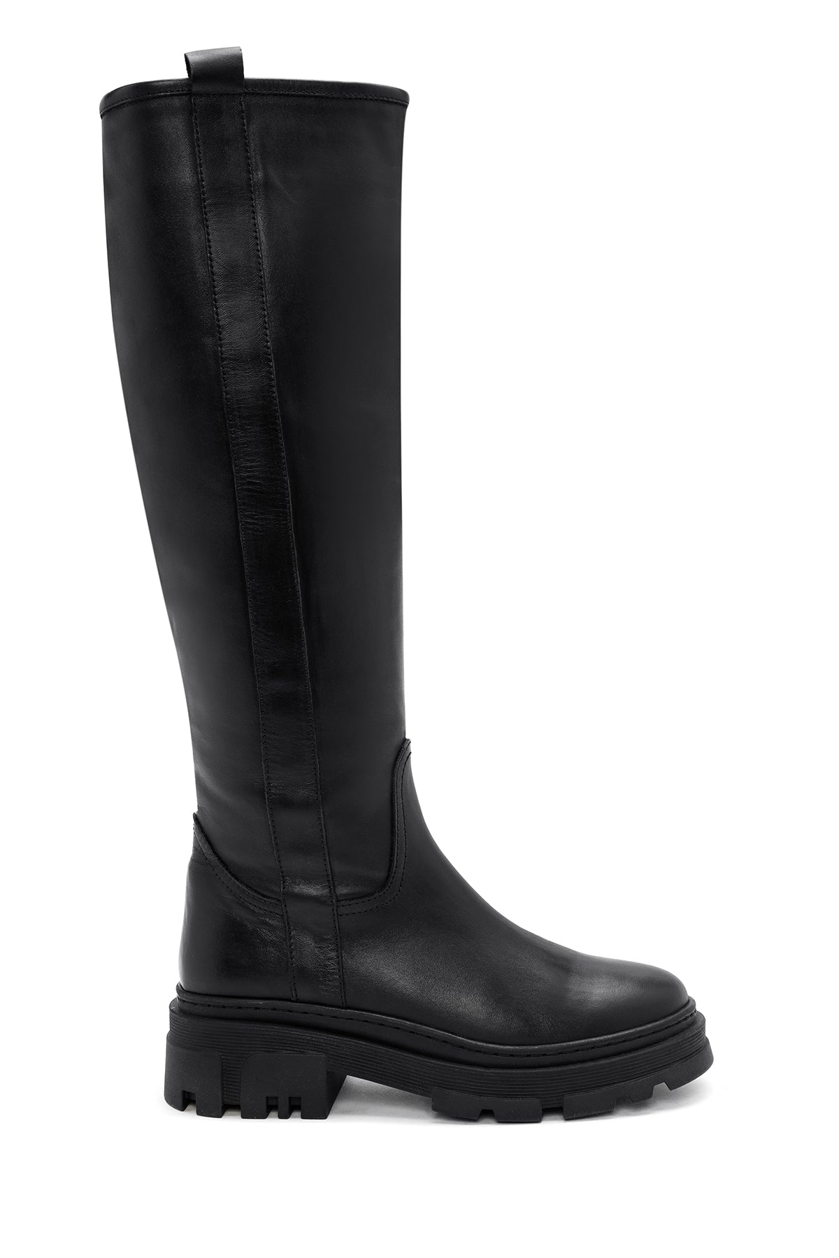 Women's Black Zippered Thick Soled Leather Boots 24WFD200318 | Derimod