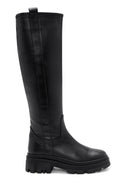 Women's Black Zippered Thick Soled Leather Boots | Derimod