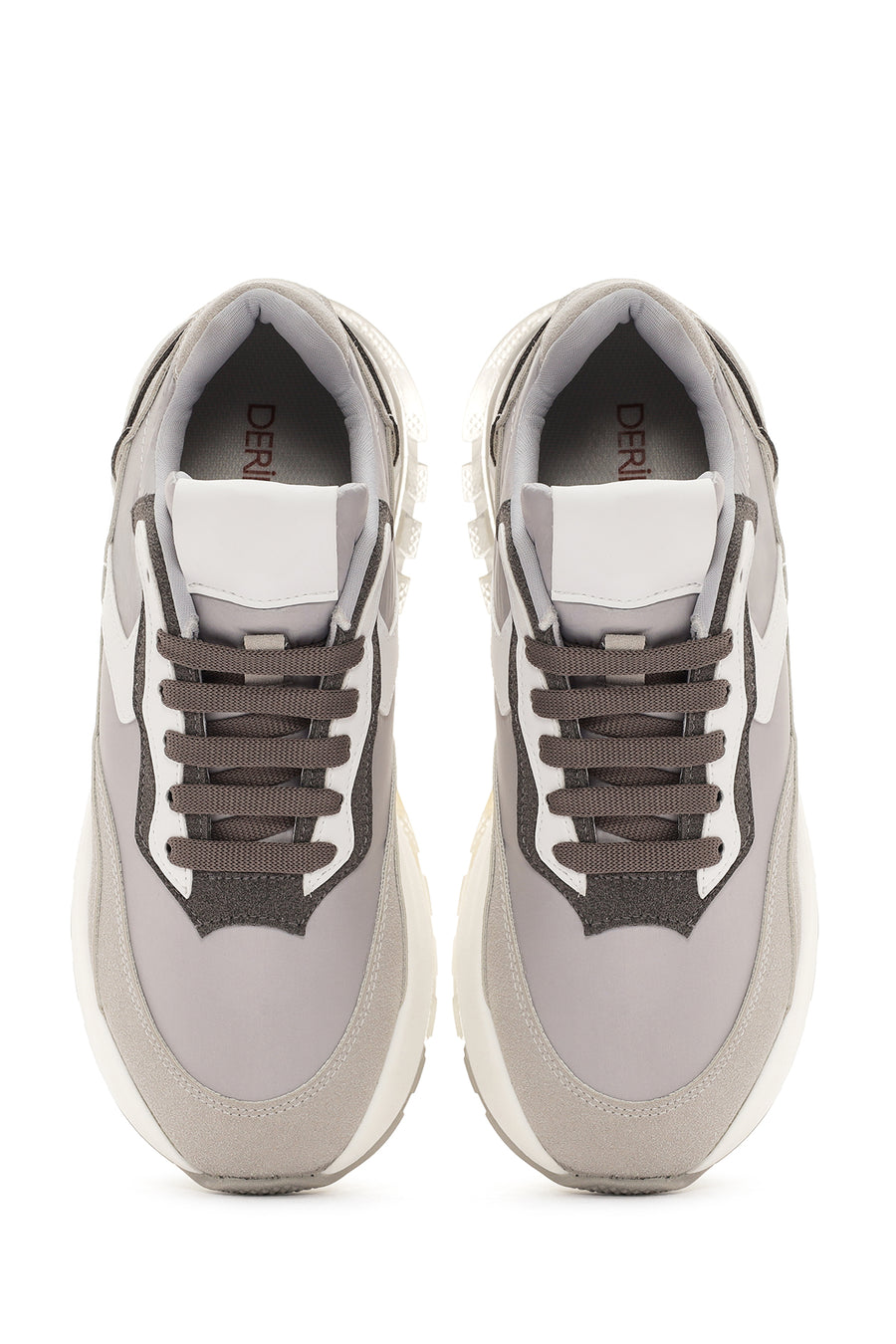 Kadın Gri Bağcıklı Kalın Tabanlı Spor Sneaker