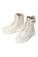 Women's Beige Leather Thick Soled Boots | Derimod