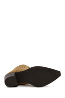 Woman Tan Zip Closure Chunky Heeled Suede Boots | Derimod