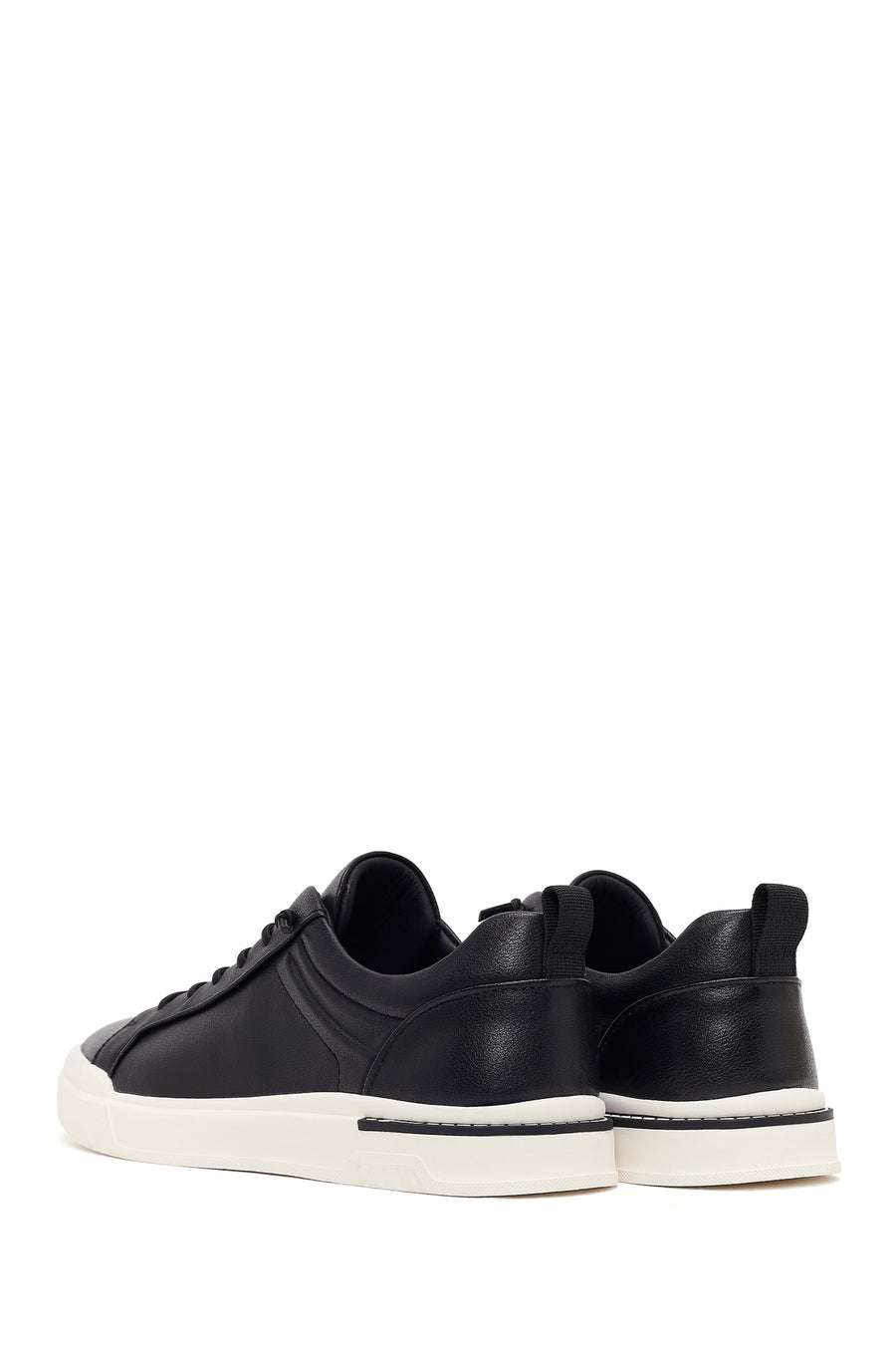 Men's Black Lace-up Leather Sneaker