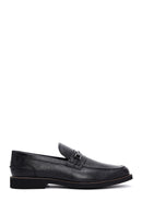 Men's Black Leather Buckle Classic Loafer | Derimod