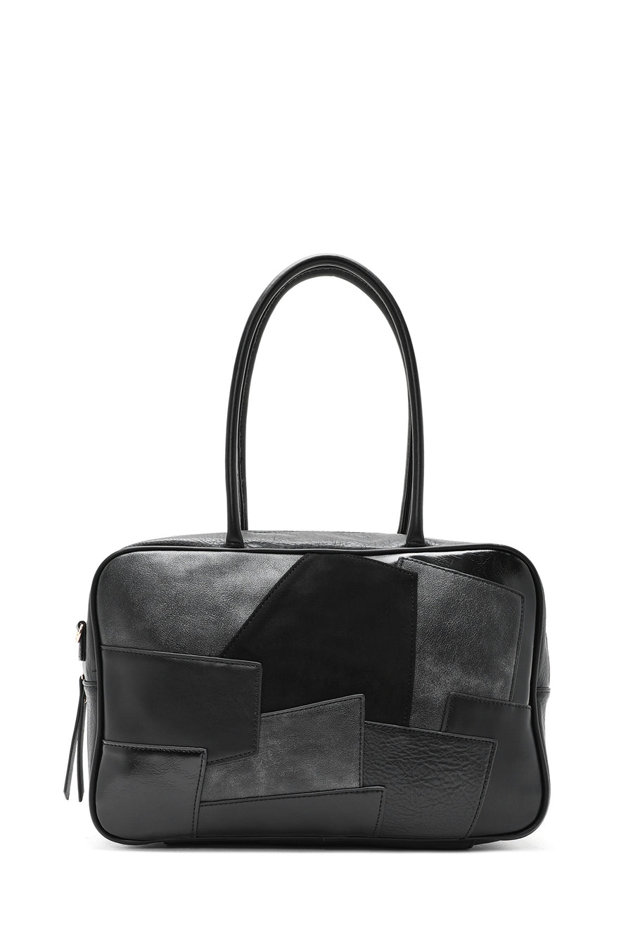 Women's Black Long Strap Patterned Shoulder Bag