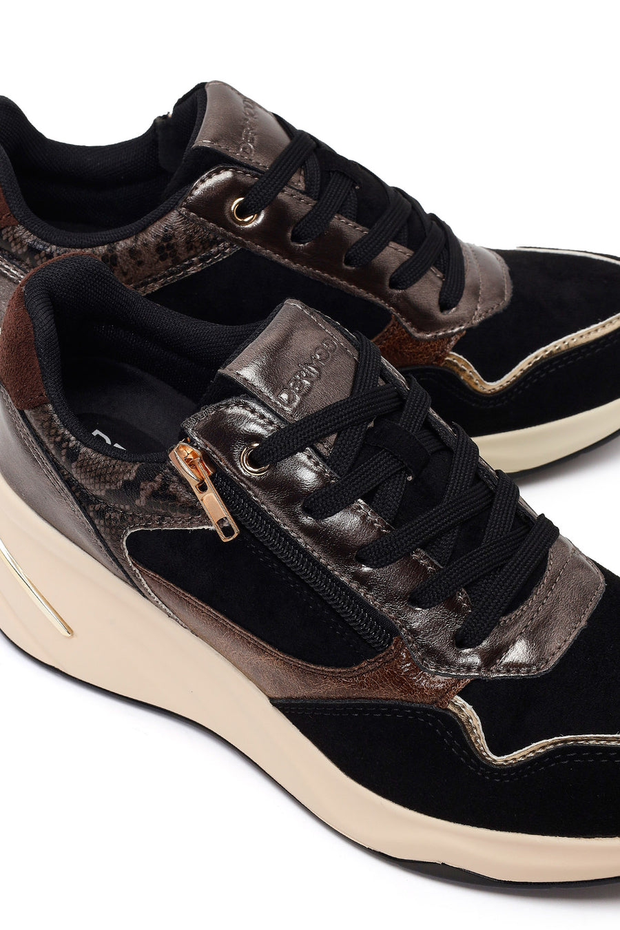 Kadın Siyah Bağcıklı Dolgu Topuklu Sneaker
