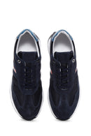 Men's Navy Blue Suede Leather Detailed Sneaker | Derimod