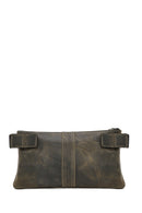 Men's Khaki Leather Waist Bag | Derimod