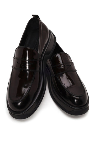 Erkek Bordo Kalın Tabanlı Deri Loafer