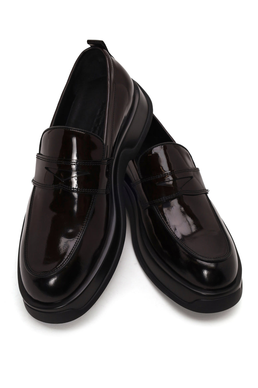 Male Burgundy Chunky-Soled Leather Loafer