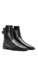 Women's Black Zippered Leather Boots | Derimod