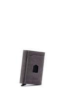 Men's Gray Leather Card Holder | Derimod