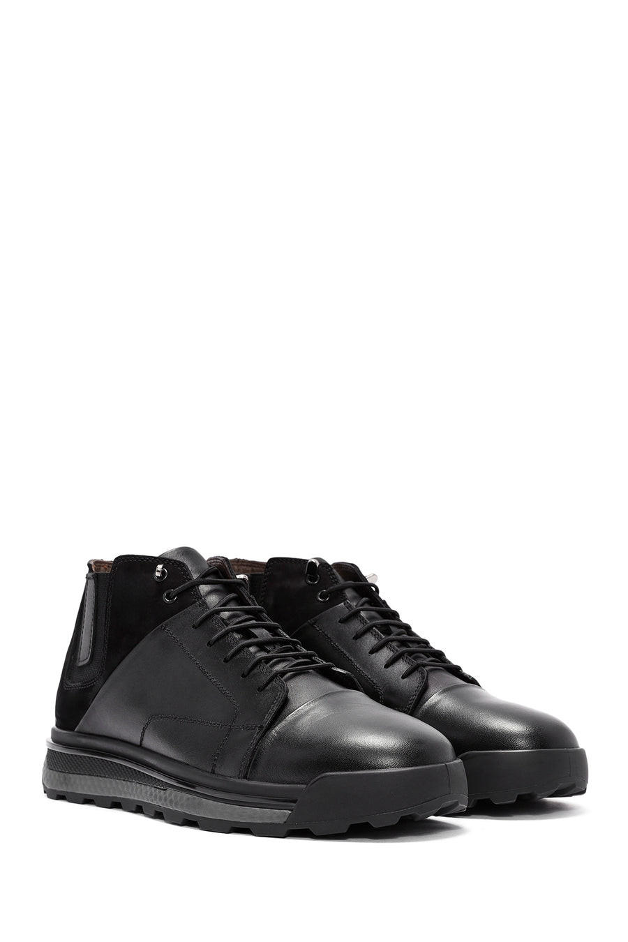 
Men's Black Lace-Up Ankle Leather Boot
