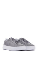 Men's Gray Suede Leather Thick Soled Sneaker | Derimod