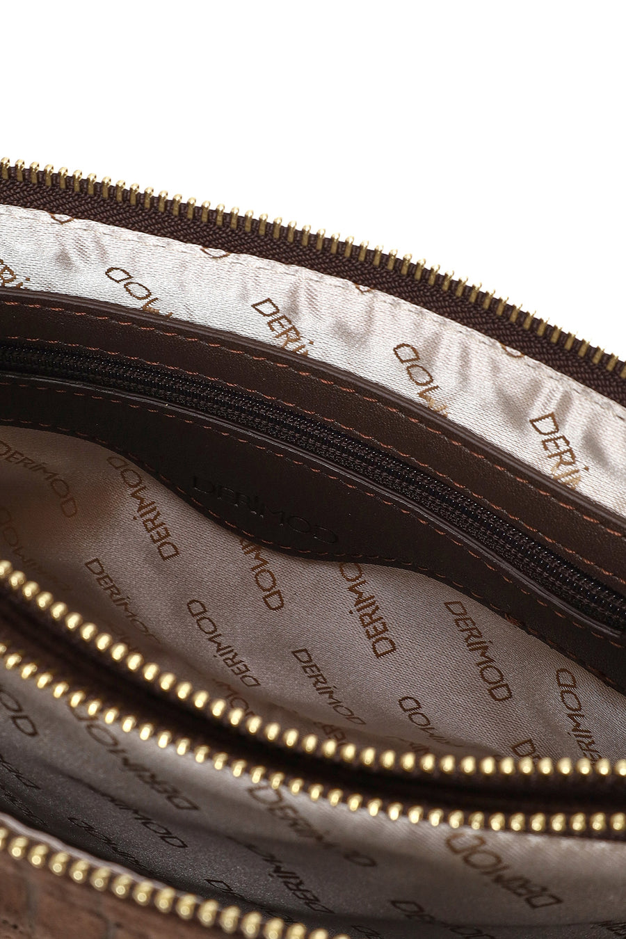 Woman Brown Printed Long-Strap Suede Shoulder Bag