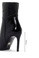 Women's Black Patent Leather Thin Heeled Boots | Derimod