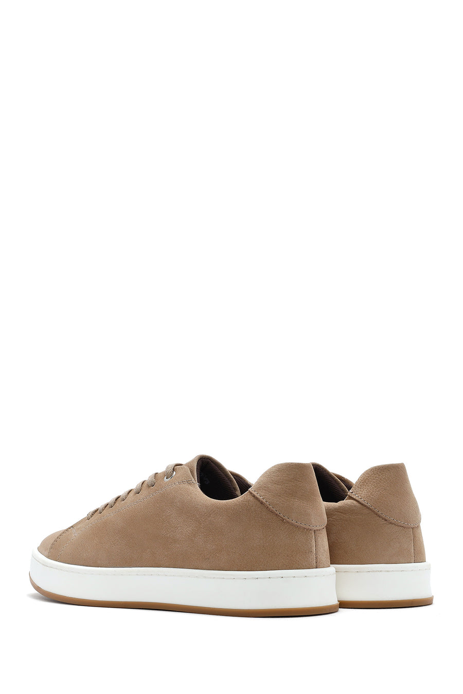 Men's Beige Lace-Up Nubuck Leather Sneaker
