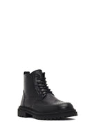 Men's Black Zippered Leather Boots | Derimod