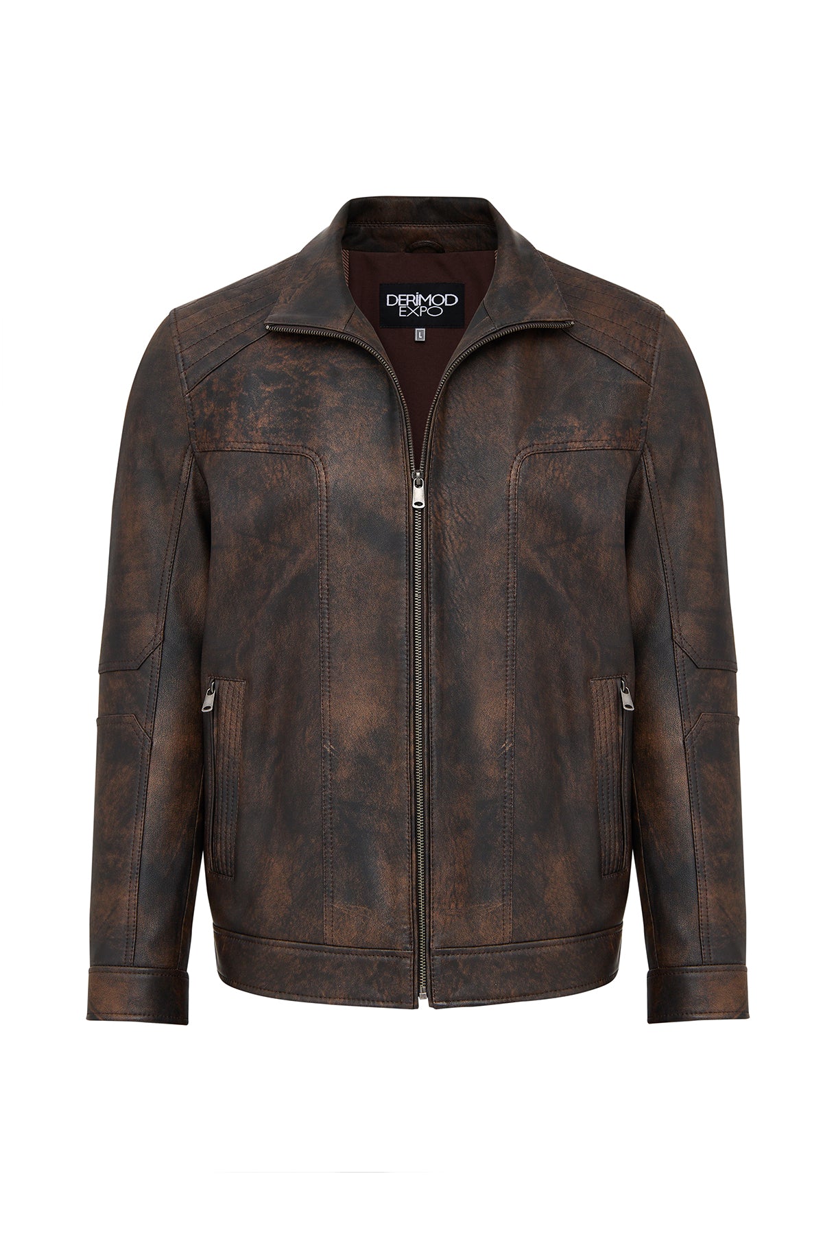 Alfred Male Brown Notched Collar Leather Coat 25WGE6579VD | Derimod