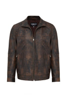 Alfred Male Brown Notched Collar Leather Coat | Derimod