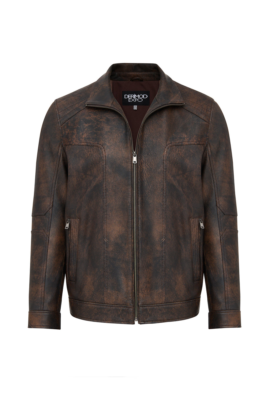 Alfred Male Brown Notched Collar Leather Coat 25WGE6579VD | Derimod