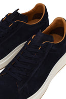Erkek Lacivert Bağcıklı Kalın Tabanlı Süet Deri Sneaker | Derimod