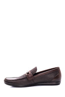 Erkek Kahverengi Deri Baskılı Casual Loafer | Derimod