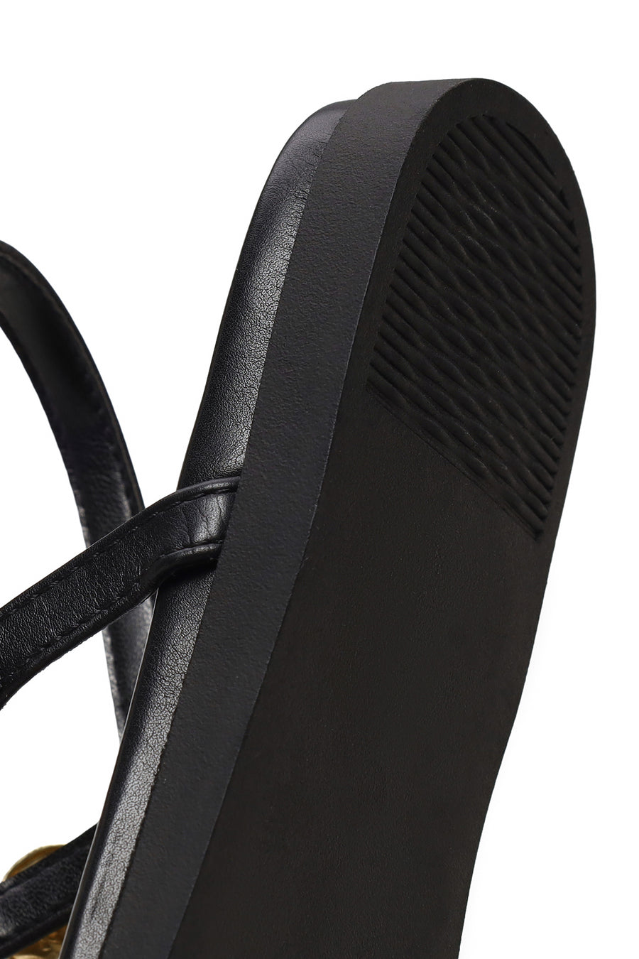 Woman Black Buckled Toe-Post Sandal