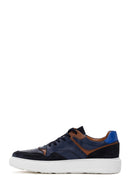 Men's Navy Blue Leather Thick Soled Sneaker | Derimod