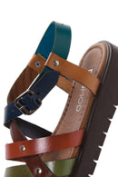 Women's Multicolored Ankle Strap Leather Bodrum Sandals | Derimod