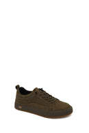 Male Khaki Lace-up Nubuck Leather Sneaker | Derimod