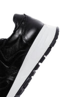 Women's Black Thick Soled Leather Sneaker | Derimod