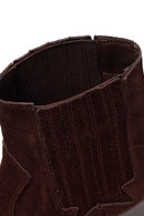 Woman Brown Chunky-Heeled Suede Cowboy Boots | Derimod
