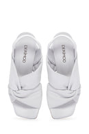 Women's White Leather Heeled Sandals | Derimod